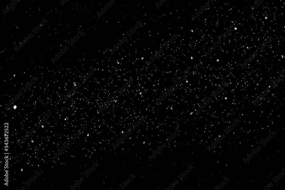 White powder star dust  isolated on black