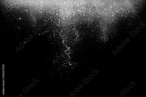 Freeze motion of white powder falling