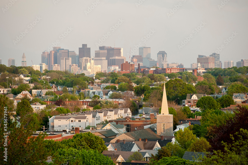 View of Boston, Massachusetts from Tufts University