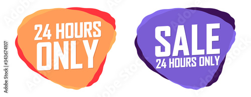 24 Hours Sale, bubble banners design template, discount tags, vector illustration