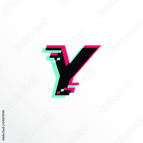 Initial Letter Y with Glitch Effect