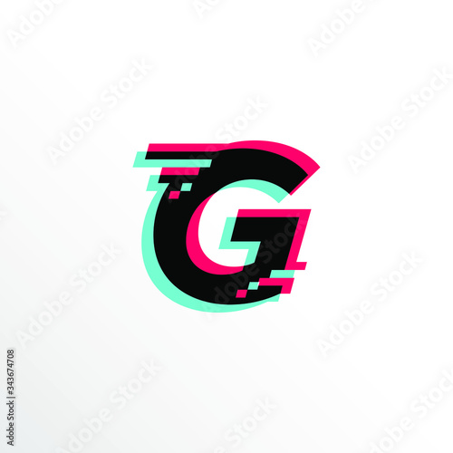 Initial Letter G with Glitch Effect