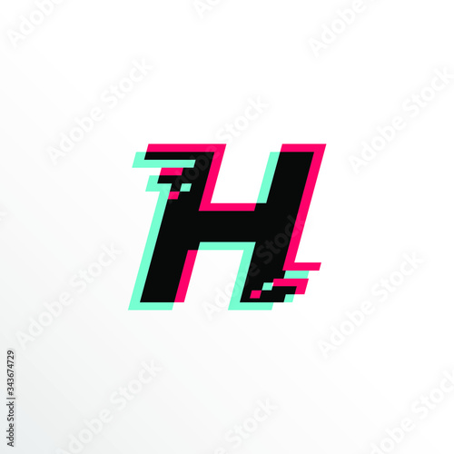 Initial Letter H with Glitch Effect