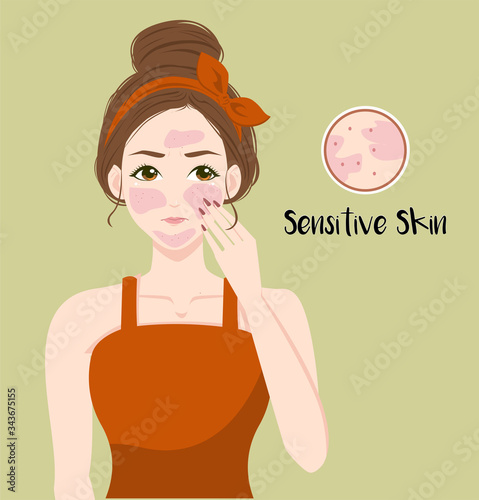 Female with sensitive skin type avatar vector