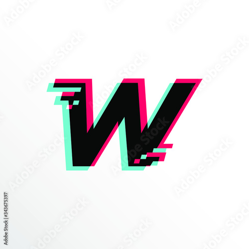 Initial Letter W with Glitch Effect