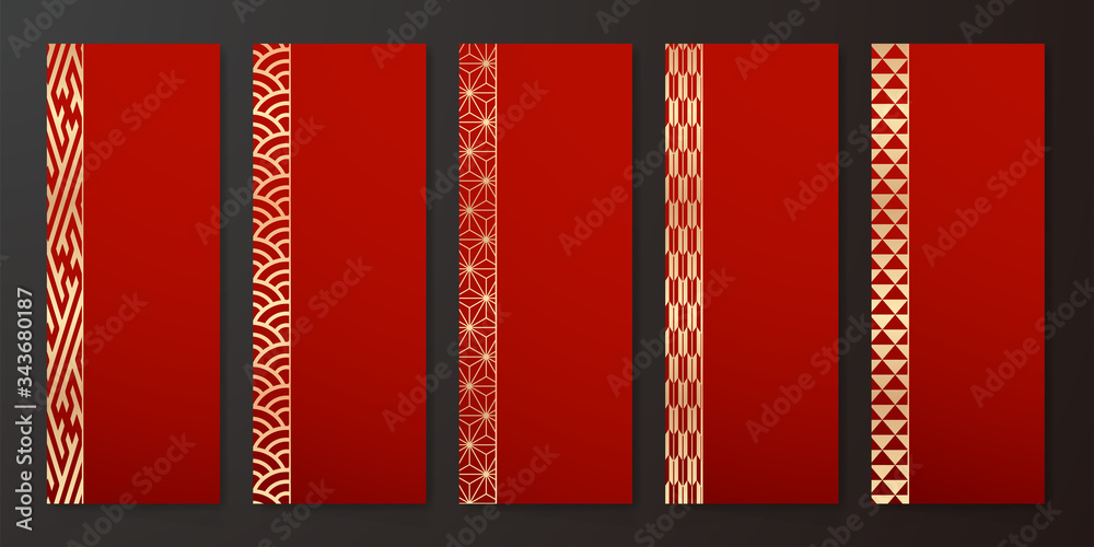 和柄 カードデザイン シンプル モダン 艶やか 豪華 メッセージカード メニュー表 短冊 Stock Vector Adobe Stock