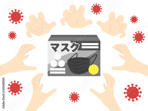 マスクの買い占め問題のイラスト