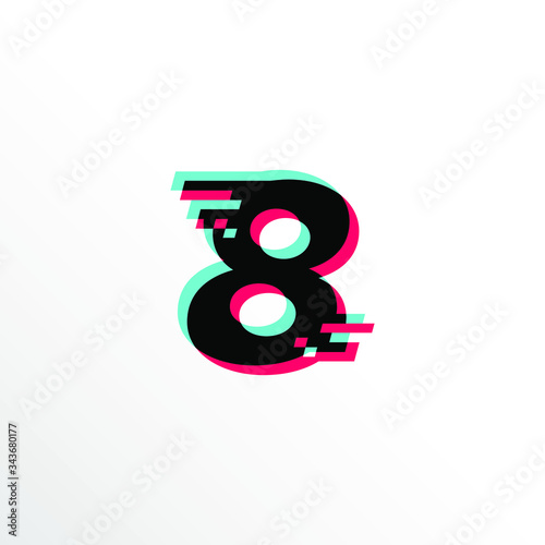 Initial Number 8 with Glitch Effect
