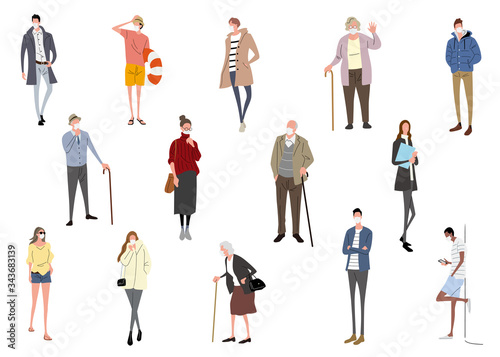 Stock Illustration: people in masks