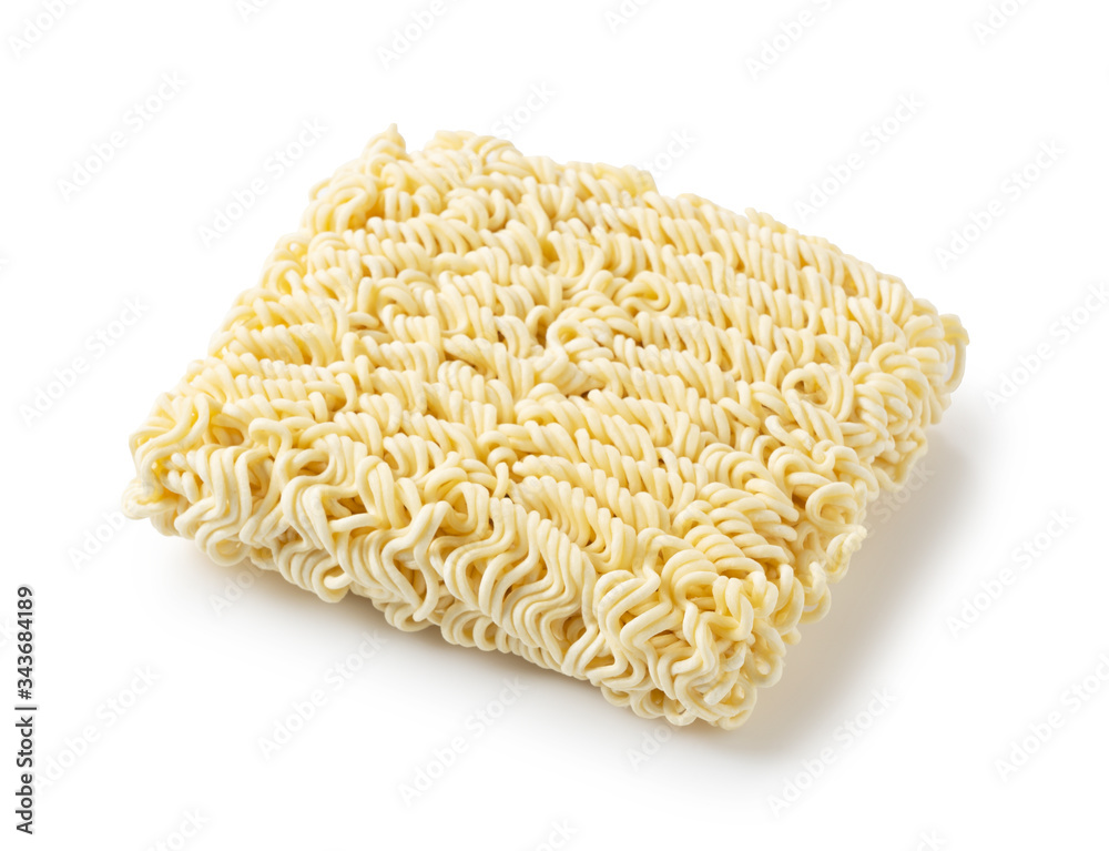 Dried noodles placed on a white background Dried noodles placed on a white background