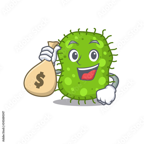 Rich escherichia cartoon design holds money bags