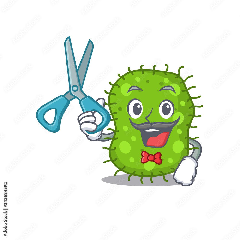 Obraz premium Sporty escherichia cartoon character design with barber