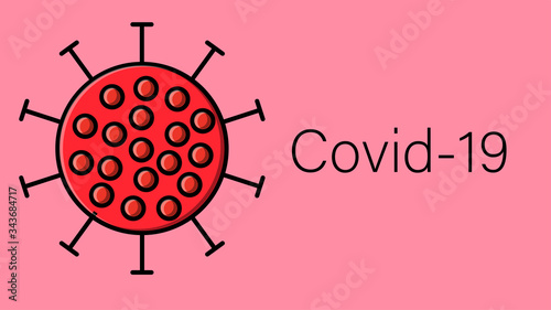 Red dangerous infectious deadly respiratory coronavirus pandemic epidemic, covid-19 microbe virus on a pink background
