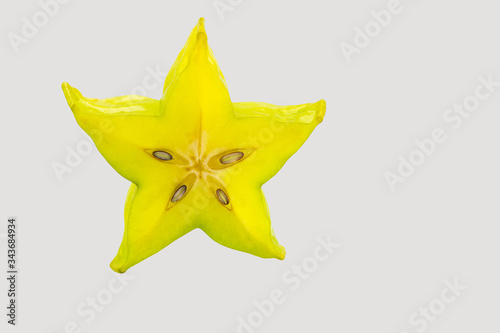 Close up ripe star apple isolated on white background.Saved with clipping path.