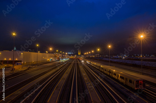 train tracks at night 