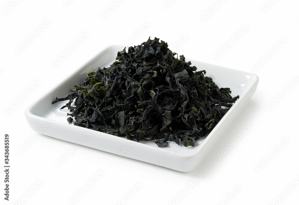 Dried seaweed placed on white background Dried seaweed placed on white background