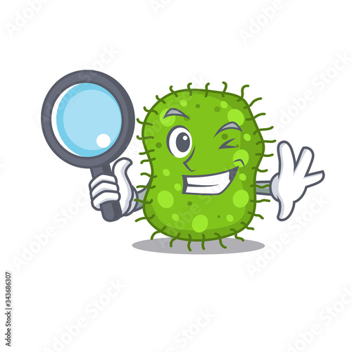 Smart Detective of escherichia mascot design style with tools