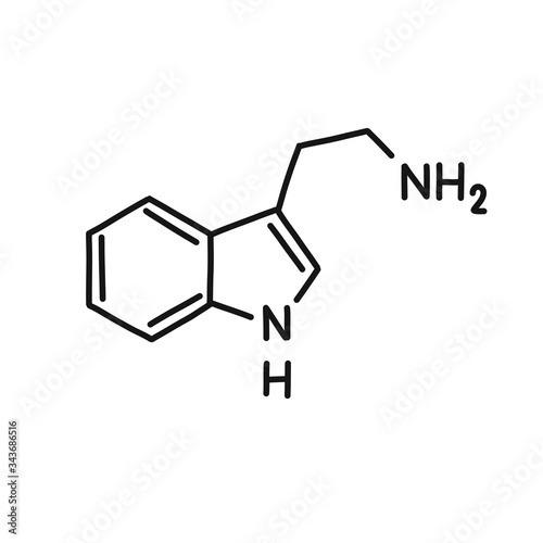 tryptamine chemical formula doodle icon, vector illustration photo