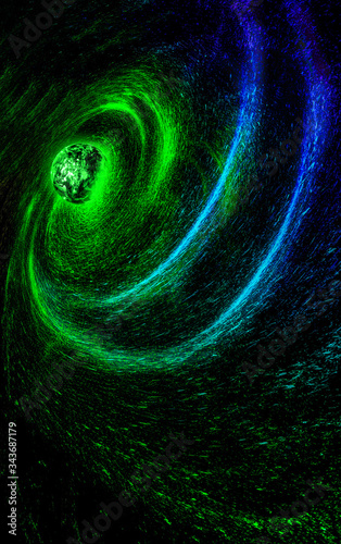 Vast Milky Way universe starry sky vortex earth (planet), science and technology internet concept background.