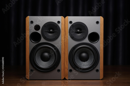 Professional wooden bookshelf speaker has the classic elegance look photo