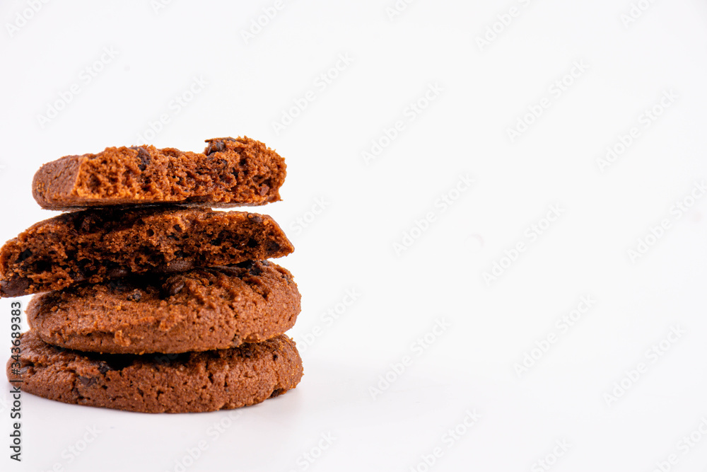 chocolate chip cookies on white background chocolate chip cookies on white background