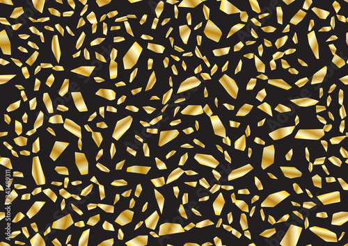 Gold terrazzo seamless pattern in trendy style. Seamless vector texture.