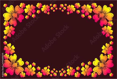 flower and leaf print and embroidery graphic design vector art