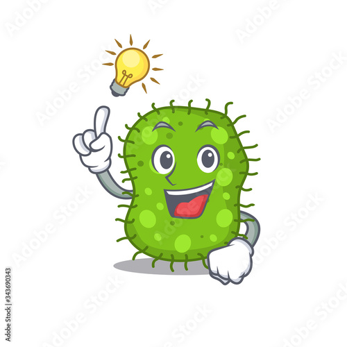 Mascot character design of escherichia with has an idea smart gesture