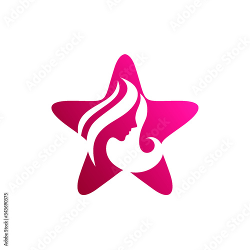 Woman and star logo design