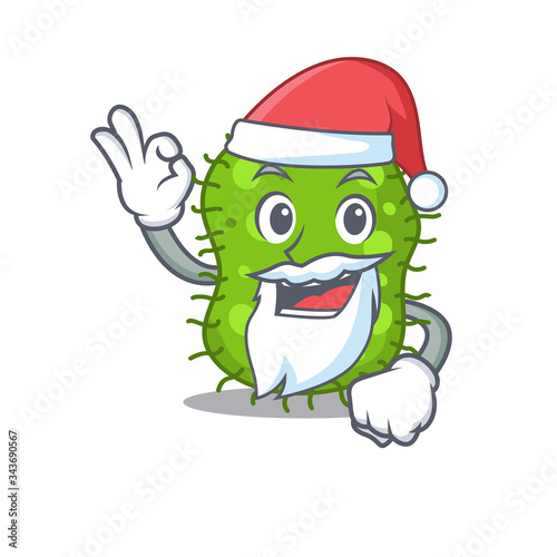 Escherichia Santa cartoon character with cute ok finger