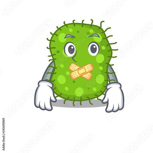 Escherichia cartoon character style with mysterious silent gesture