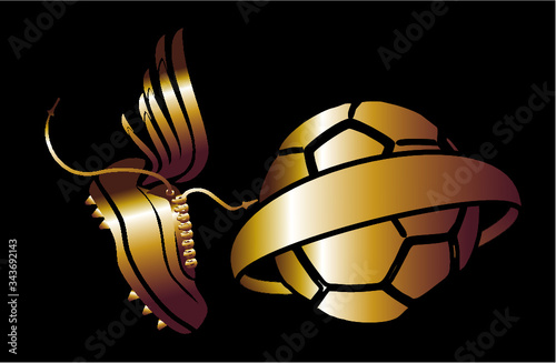 Golden crampon top scorer print embroidery design vector art