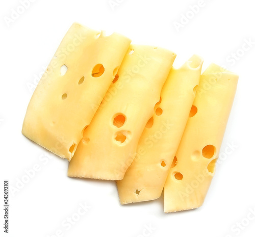 Cut of cheese isolated.