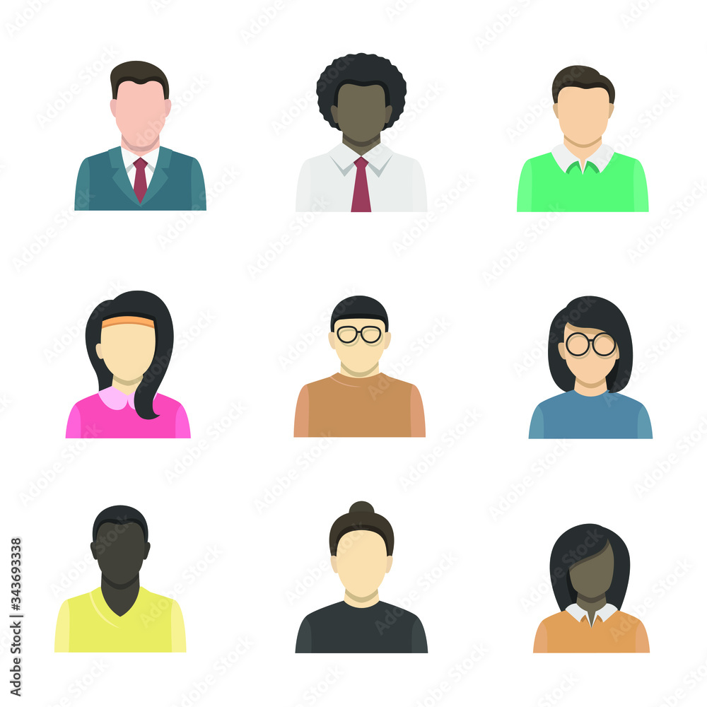 People flat icon collection, business man profile concept. People flat icon collection, business man profile concept.