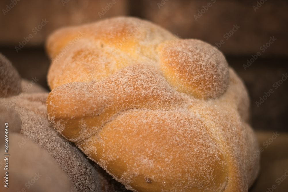 Close up a pan de muerto mexicano
