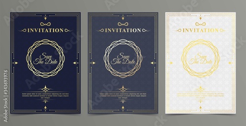 Luxury vintage golden vector invitation card template	