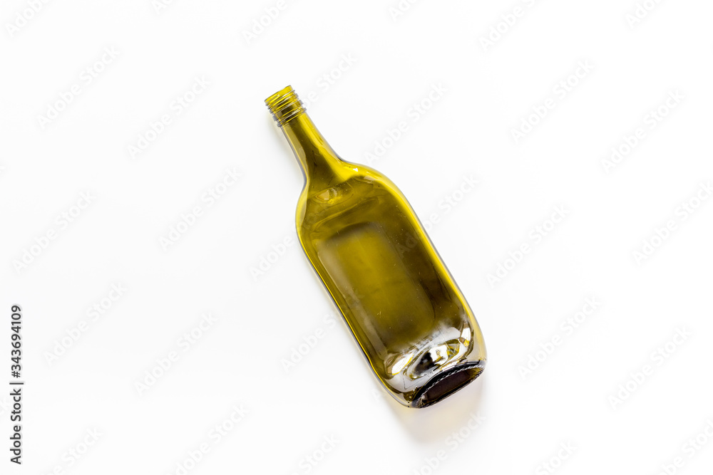 Fototapeta premium Wine bottle on white background top view copy space