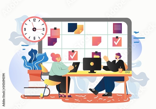Kanban methodology, vector flat style design illustration