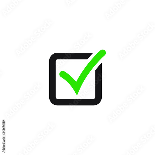 Green check simple icon. Approved Tick sign. Confirm, Done or Accept symbol.
