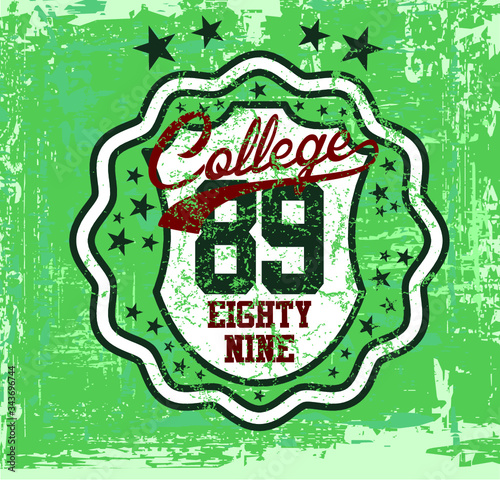 American college style print and embroidery graphic design vector art
