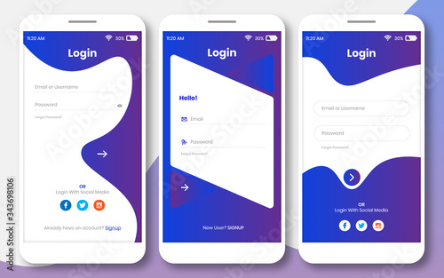 Login ui kit for any app or sign in page design template