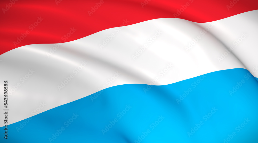Luxembourg National Flag (Luxembourger flag) - waving background illustration. Highly detailed realistic 3D rendering