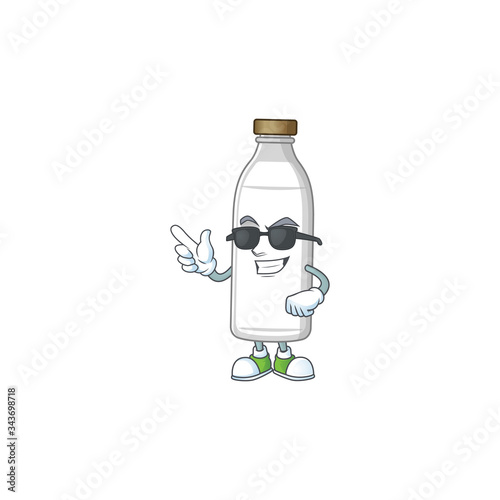 Super cute milk bottle cartoon character wearing black glasses