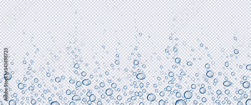 Obraz na plátně Air bubbles, effervescent water fizz border