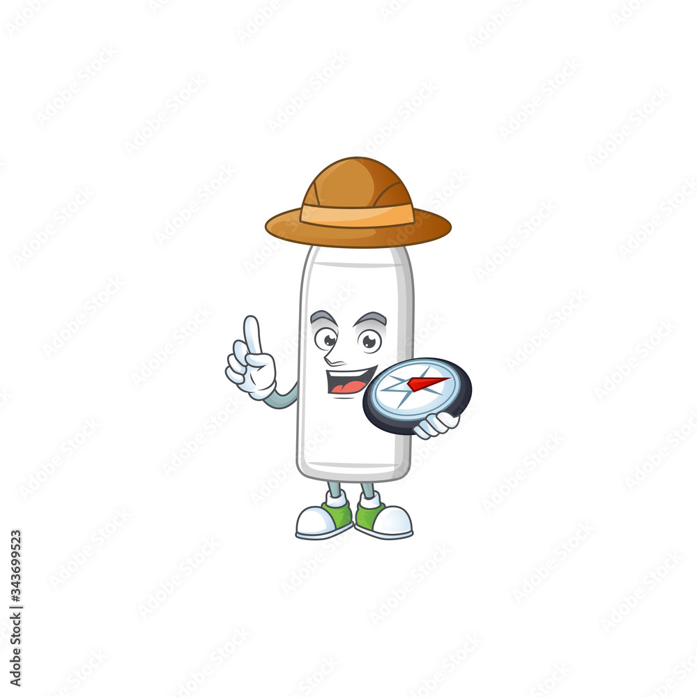 World explorer milk bottle cartoon design style using compass World explorer milk bottle cartoon design style using compass