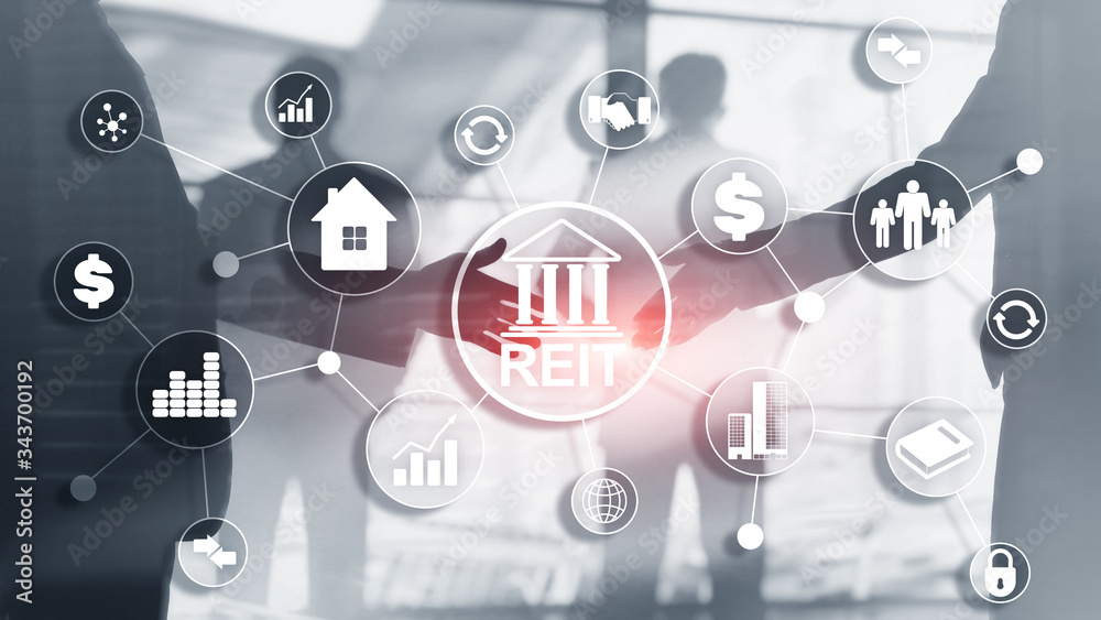 Real estate investment trust REIT. Finacial concept 2020. Real estate investment trust REIT. Finacial concept 2020.