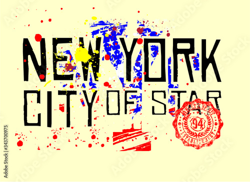 New york city embroidery graphic design vector art