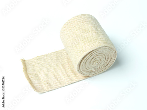 Medical bandage roll isolated on white background.