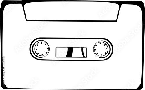 Audio cassette tape isolated vector old music retro player. Retro music audio cassette 80s blank mix.