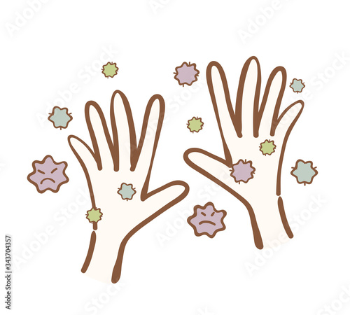 Illustration of hands with virus